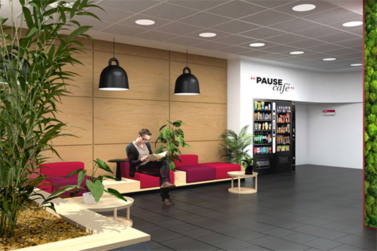 Photo espace commun bâtiment grenat