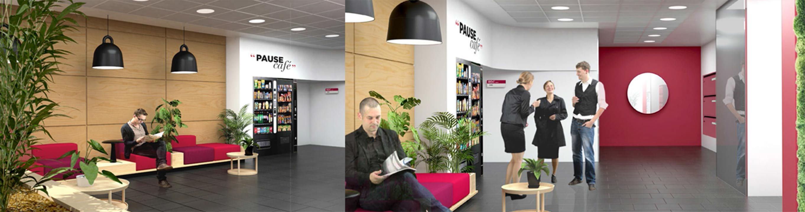 Salle commune bâtiment grenat